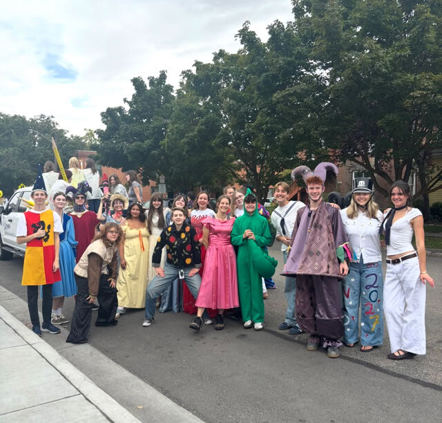 Boise High drama students in costume at a parade